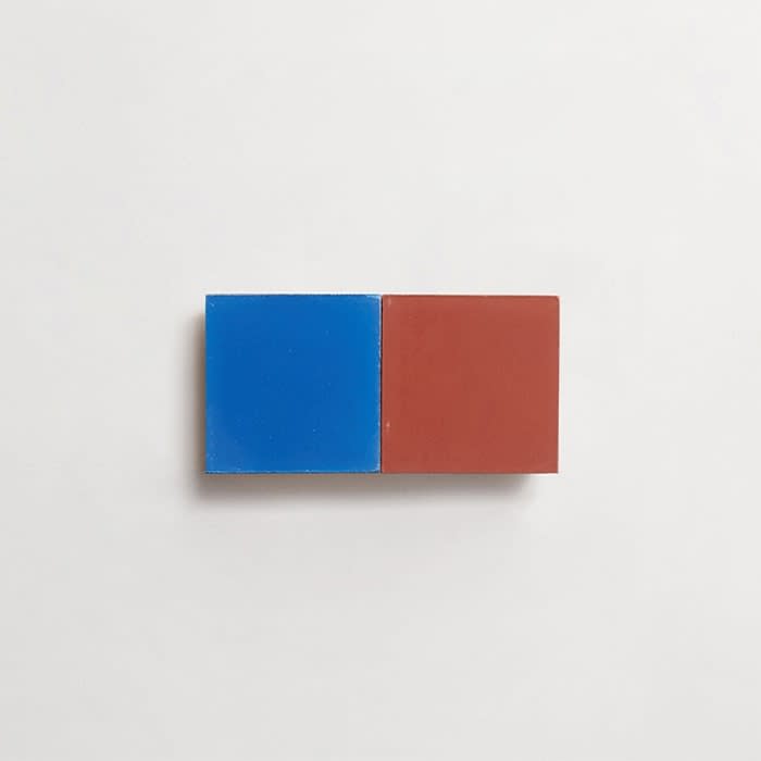 cement: mythology checkerboard | foxlgove | baguette | matte | duo | lapis + flame | sample ~ 2"x2"x⅝"