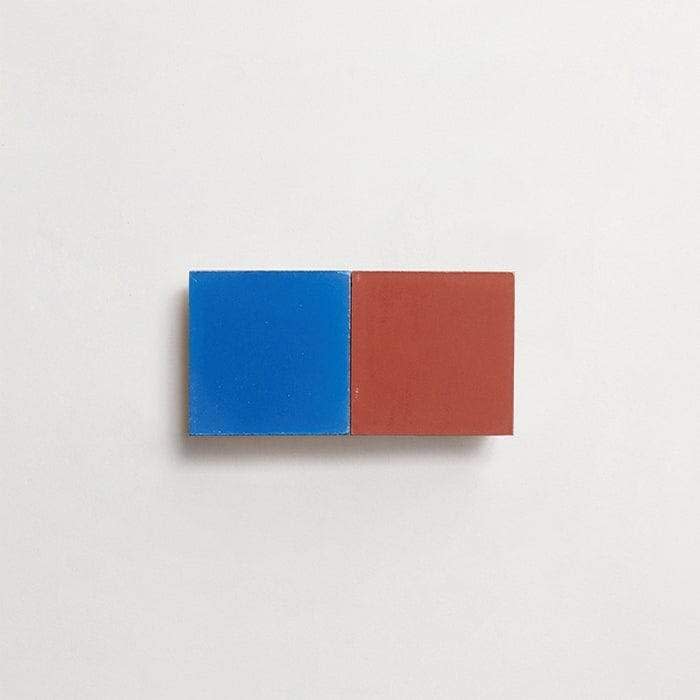 cement: mythology checkerboard | foxglove | grande | matte | duo | lapis + flame | sample ~ 2"x2"x⅝"