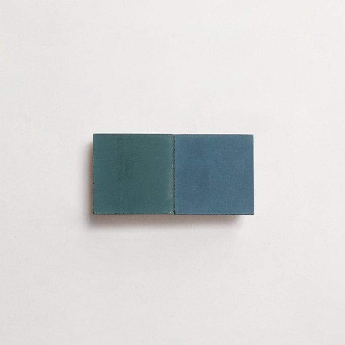 cement: mythology checkerboard | foxglove | grande | matte | duo | mallard + forest | sample ~ 2"x2"x⅝"