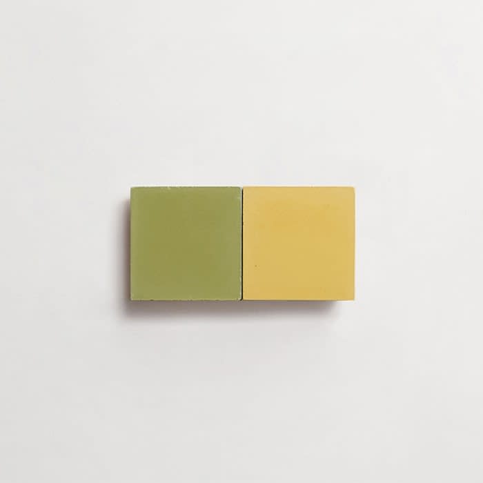 cement: mythology checkerboard | oz | baguette | matte | duo | duckling + olive | sample ~ 2"x2"x⅝"