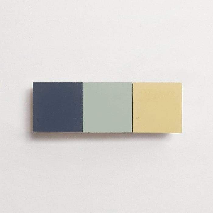 cement: mythology checkerboard | wonderland | grande | matte | trio | flan, celadon + ikat | sample ~ 2"x2"x⅝"