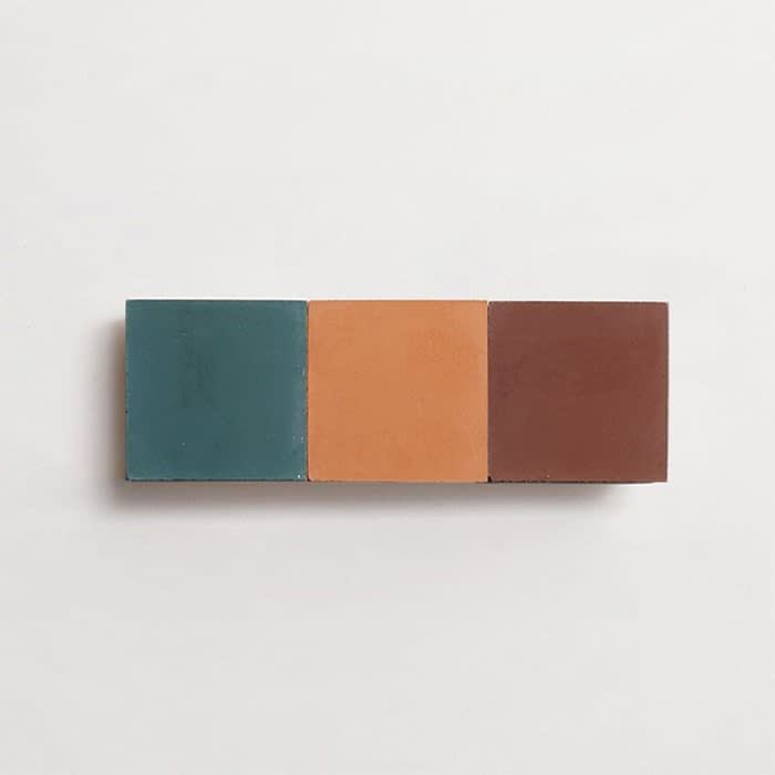 cement: mythology checkerboard | flanders | blade | matte | trio | forest, chestnut + ale | sample ~ 2"x2"x⅝"