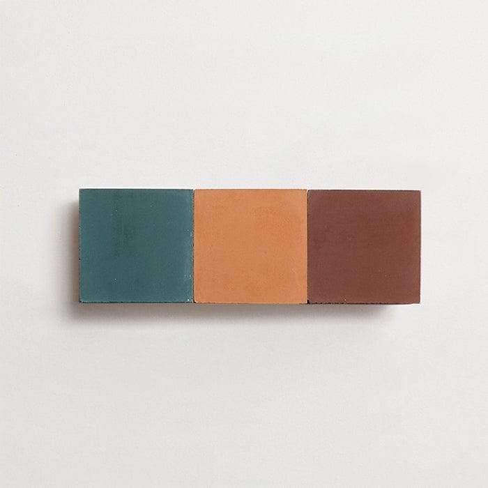 cement: mythology checkerboard | flanders | grande | matte | trio | forest, chestnut + ale | sample ~ 2"x2"x⅝"