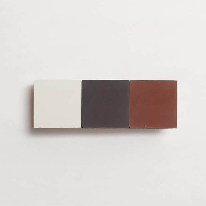 cement: mythology checkerboard | salon | baguette | matte | trio | charcoal, paste + chestnut | sample ~ 2"x2"x⅝"