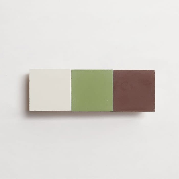 cement: mythology checkerboard | dartmoor | blade | matte | trio | fig, grass + paste | sample ~ 2"x2"x⅝"