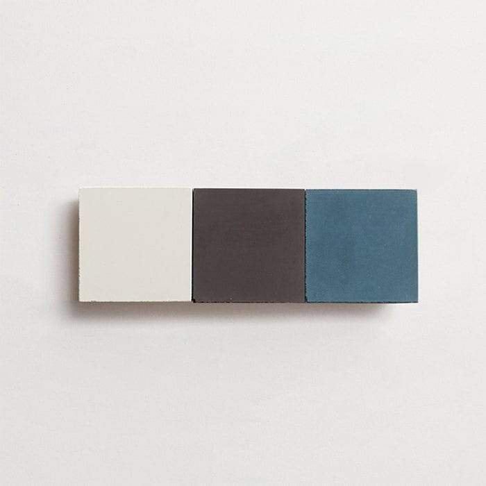 cement: mythology checkerboard | flanders | grande | matte | trio | mallard, charcoal + paste | sample ~ 2"x2"x⅝"