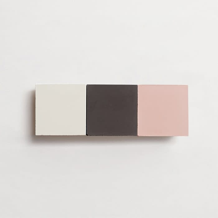 cement: mythology checkerboard | wildwood | blade | matte | trio | charcoal, paste + rose | sample ~ 2"x2"x⅝"