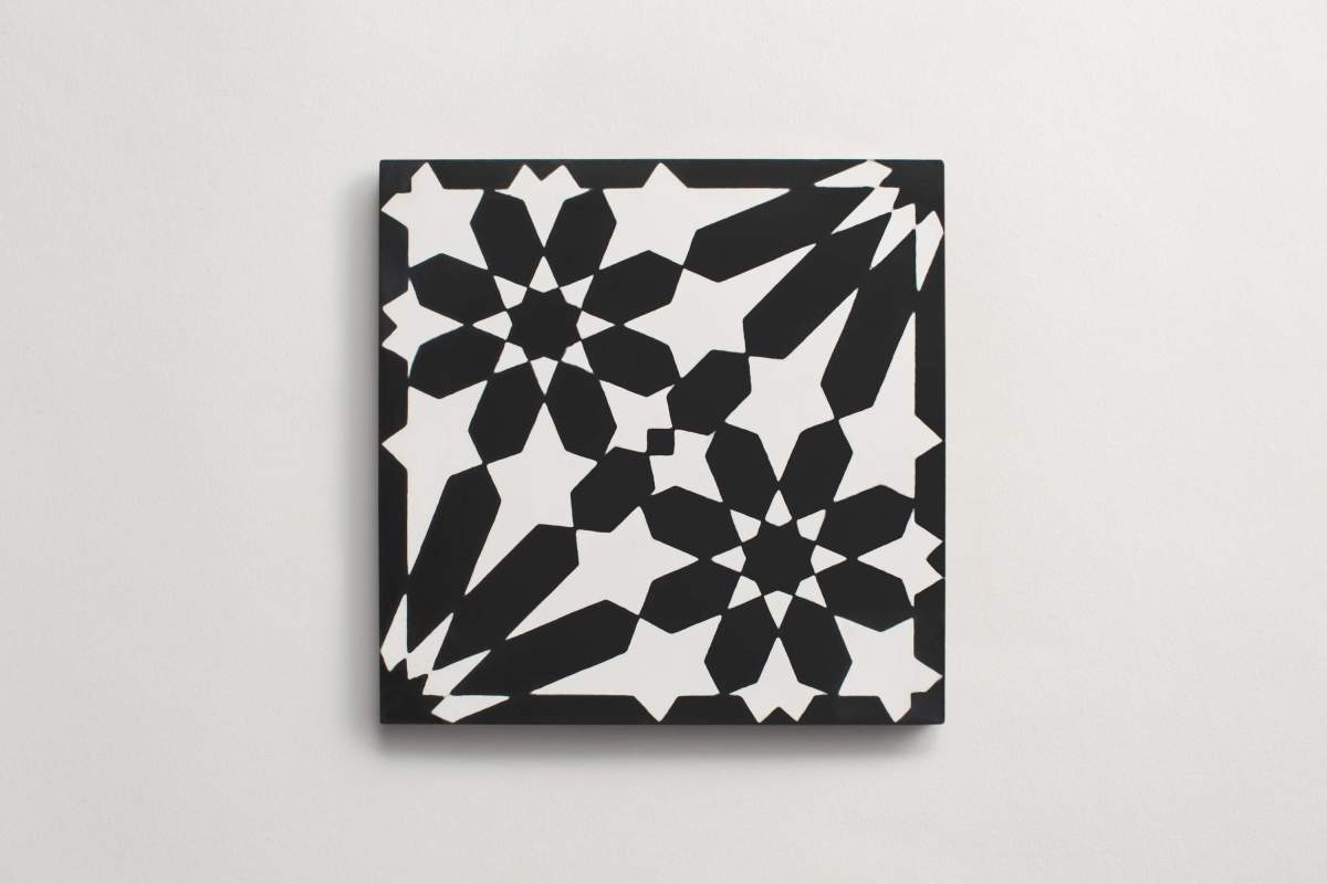 Tile cement moroccan one andalucia black white.