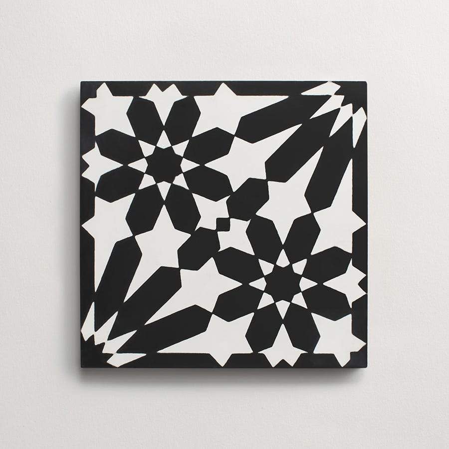 cement: moroccan one andalucia | grande | matte | black + white | sample ~ 8"x8"x⅝"