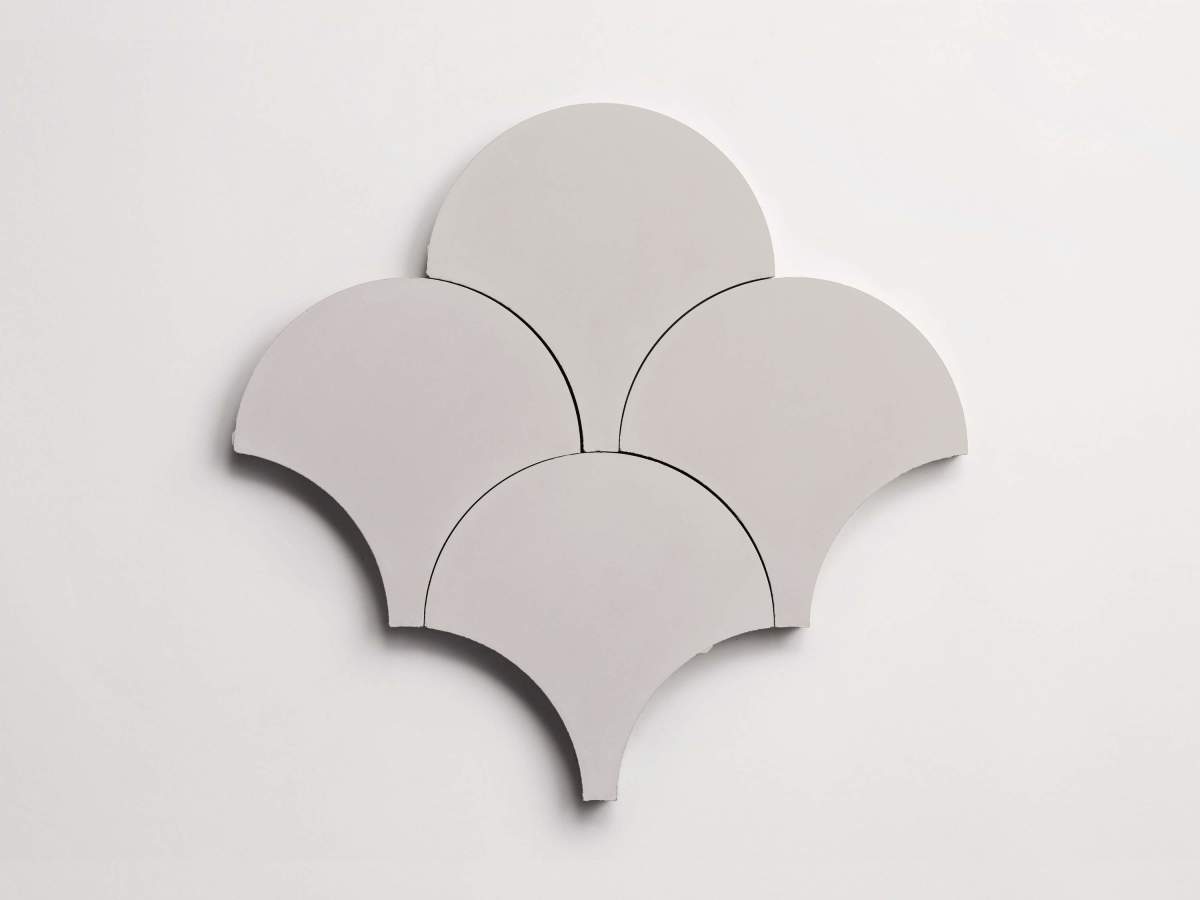 Cement tile solid colors 8x8 Scallop Ash Grey.