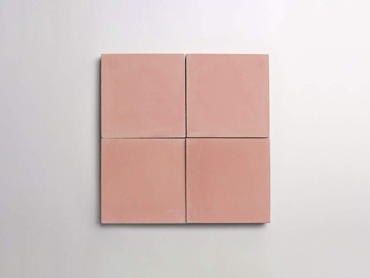 Cement tile solid colors 4x4 Square Red Clay Pink.