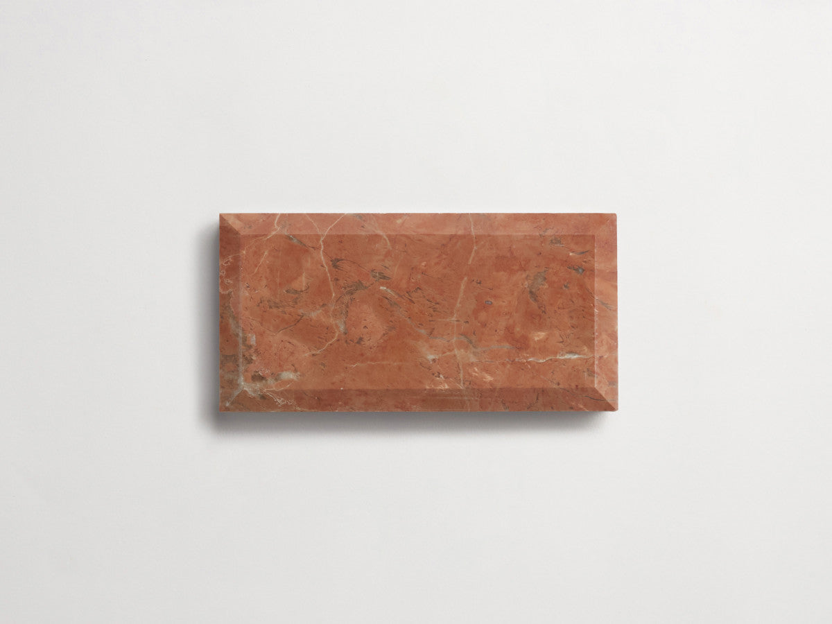 clé lapidary: banchina | beveled subway | honed | rojo alicante ~ 3"x6"x⅜"