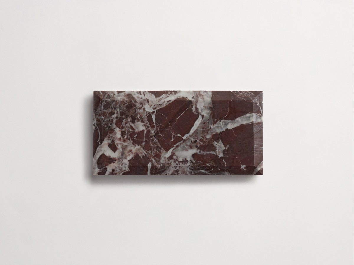 clé lapidary: banchina | beveled subway | honed | rosso italiano ~ 3"x6"x⅜"