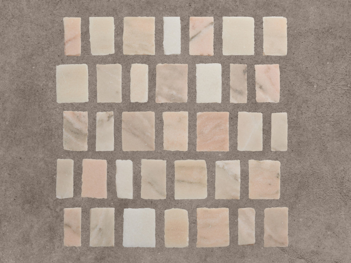 Lapidary mosaic tile sheet pink/grey 12.25 x 12.
