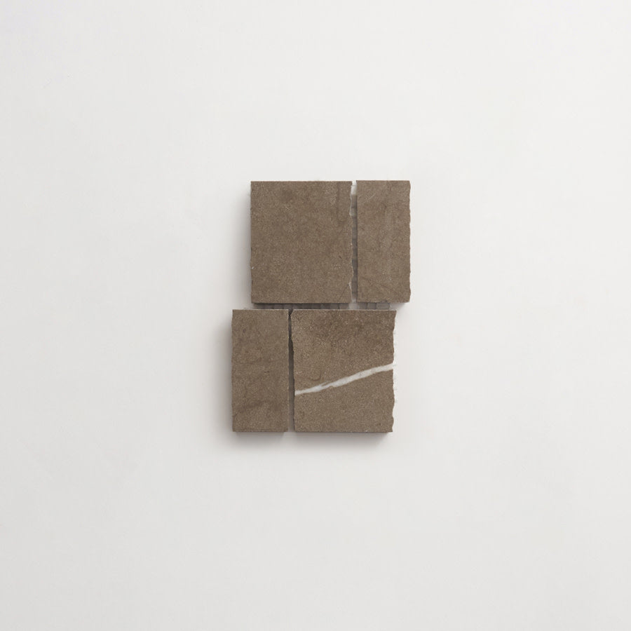 clé lapidary: rough cuts | rough cut mosaic sheet (standard joint) | honed | cashmere grey | sample ~ 3"x4½"x⅜"