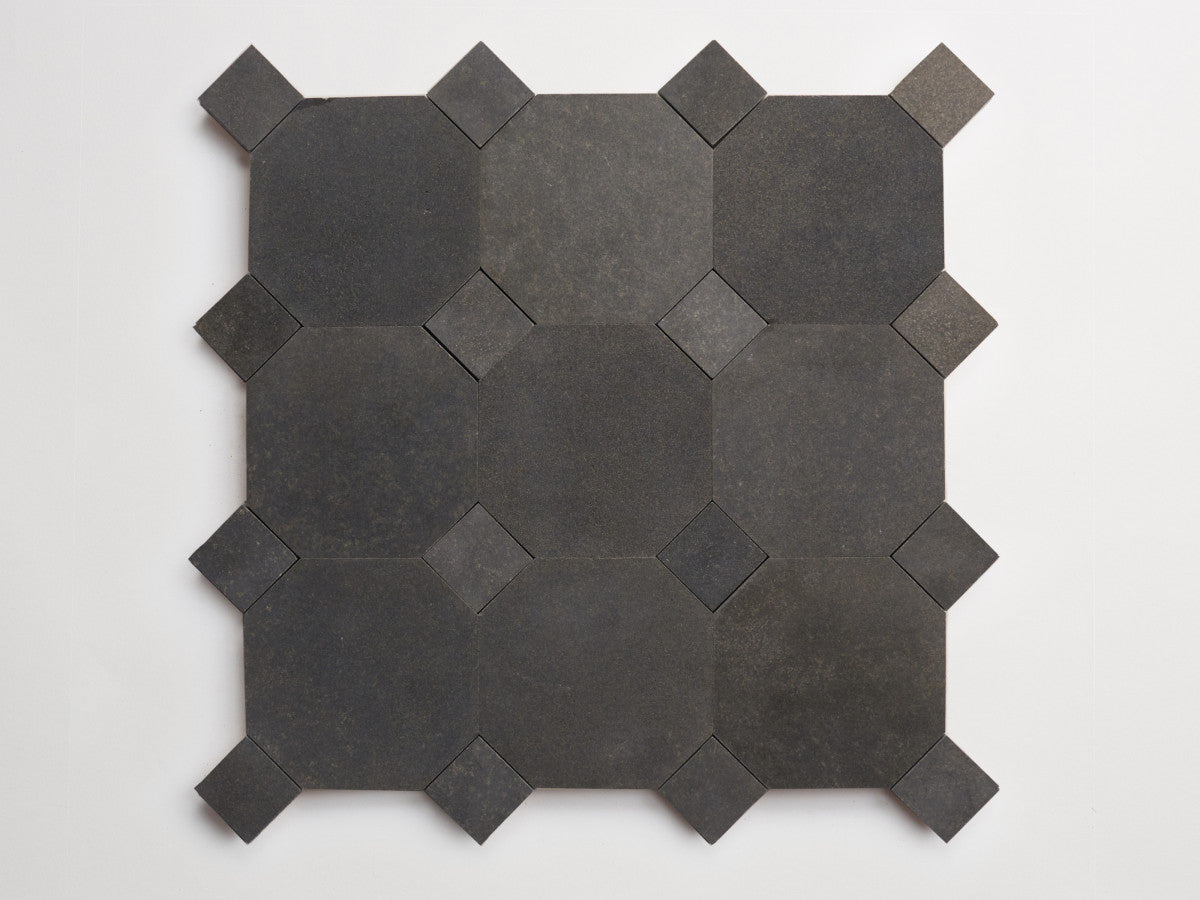 Stone tile octagon Warm Black Honed zio & sons +.
