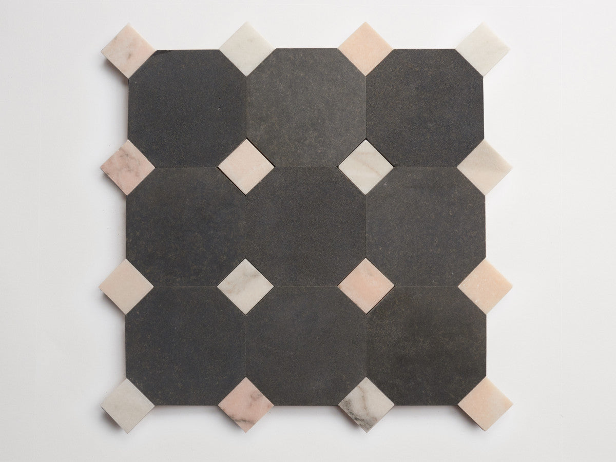Stone tile octagon Warm Black Honed zio & sons +.