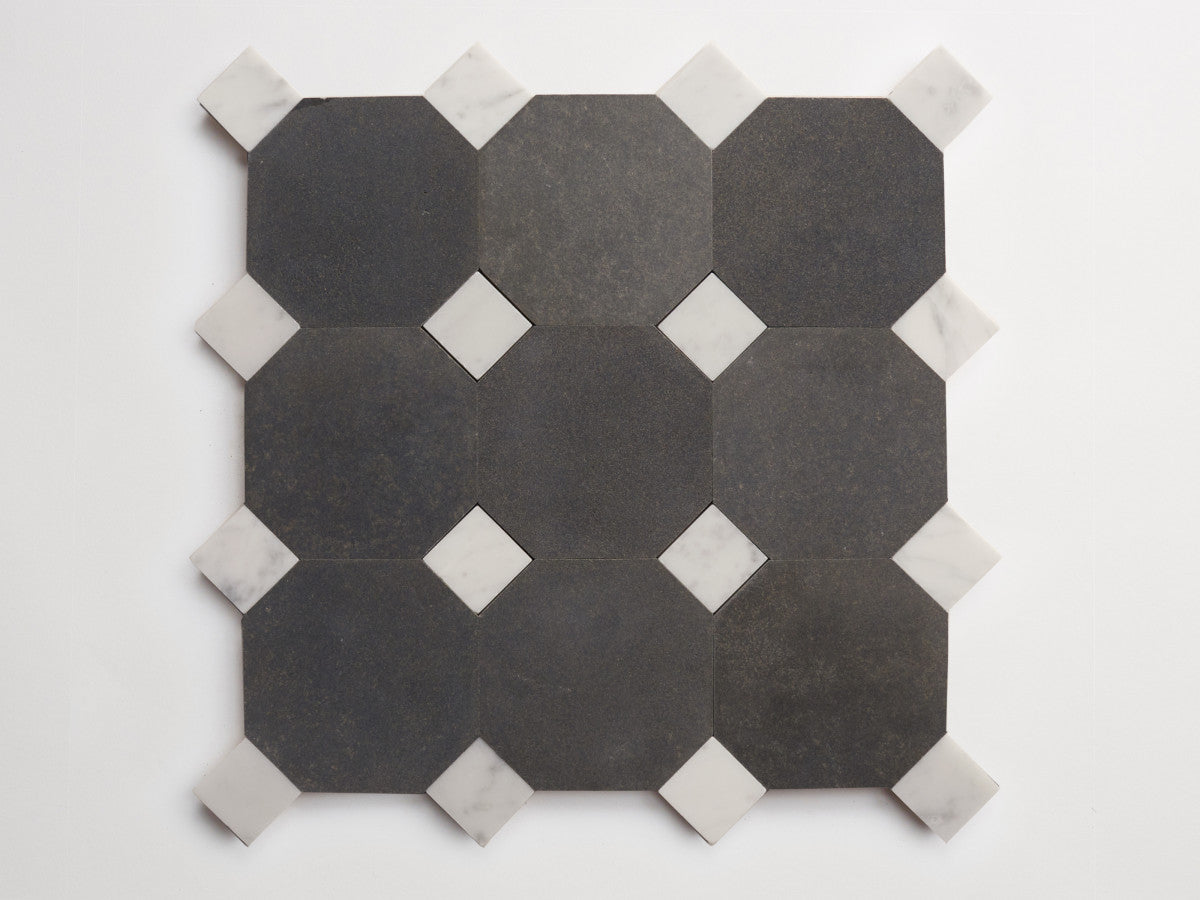 Stone tile octagon Warm Black Honed zio & sons +.
