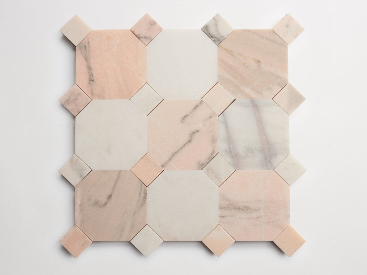 Stone tile octagon Pink/Grey Honed zio & sons +.