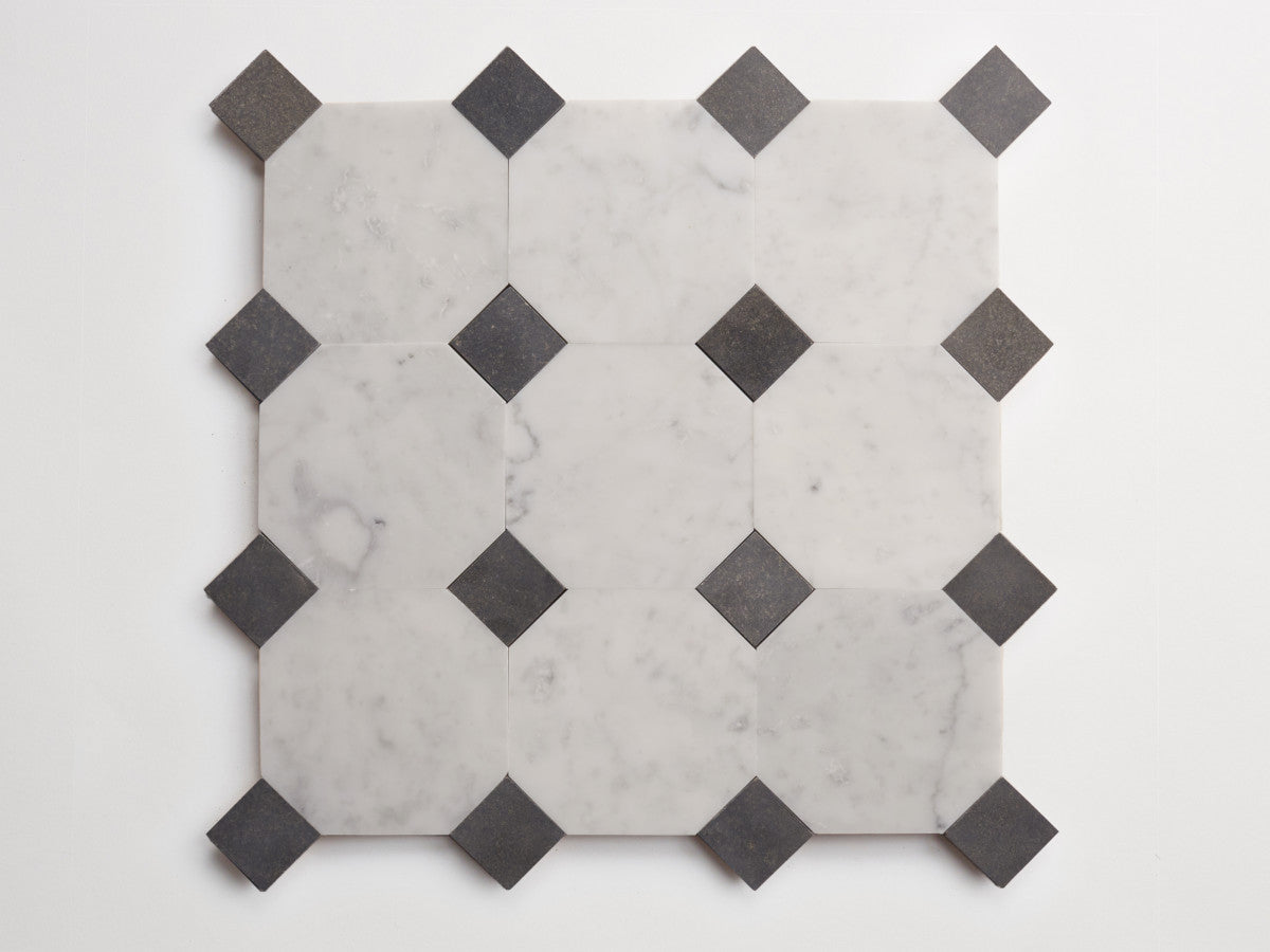 Stone tile octagon Carrara White Honed zio & sons +.