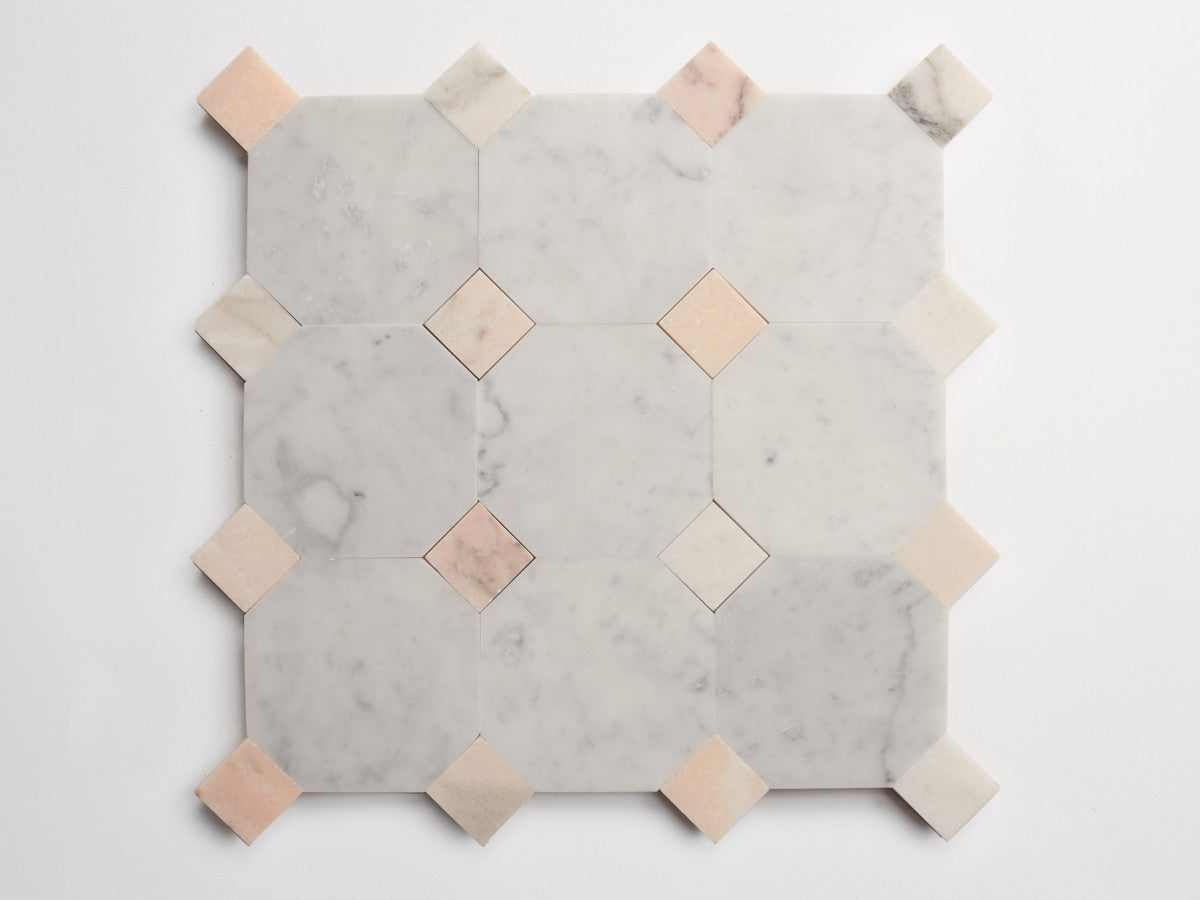 Stone tile octagon Carrara White Honed zio & sons +.