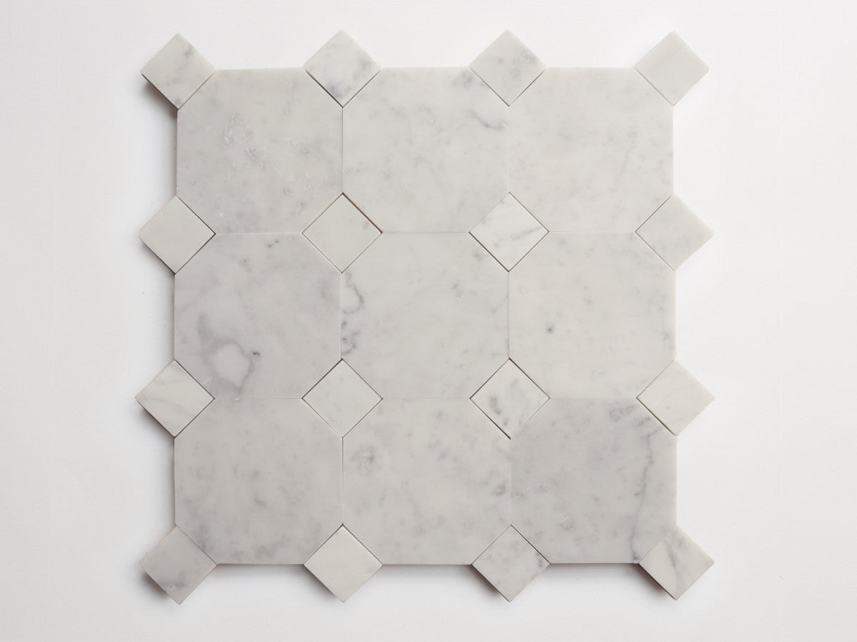 Stone tile octagon Carrara White Honed zio & sons +.