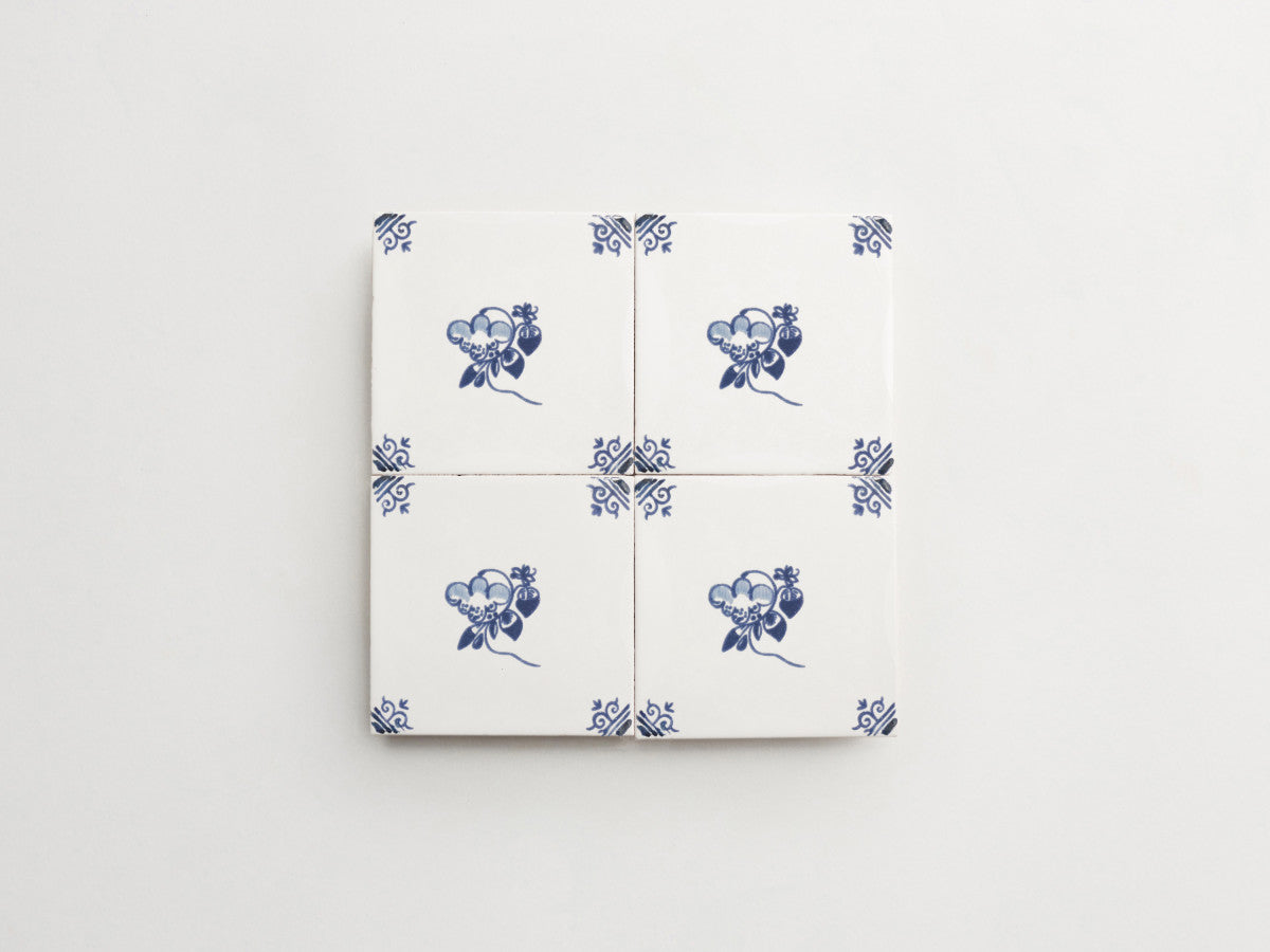 Italian Maiolica 4x4 Tile Floral Corner Deco Style #5.