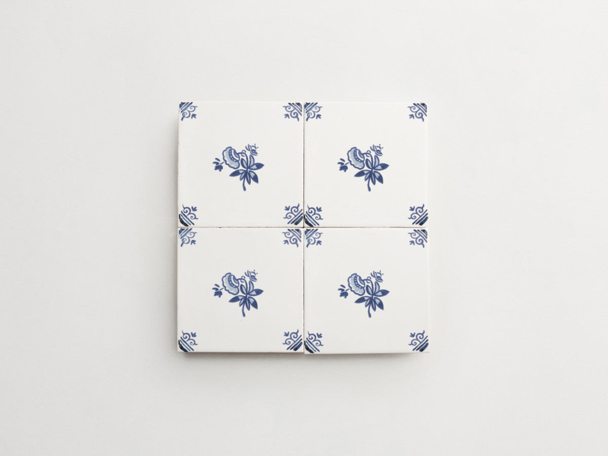 Italian Maiolica 4x4 Tile Floral Corner Deco Style #1.