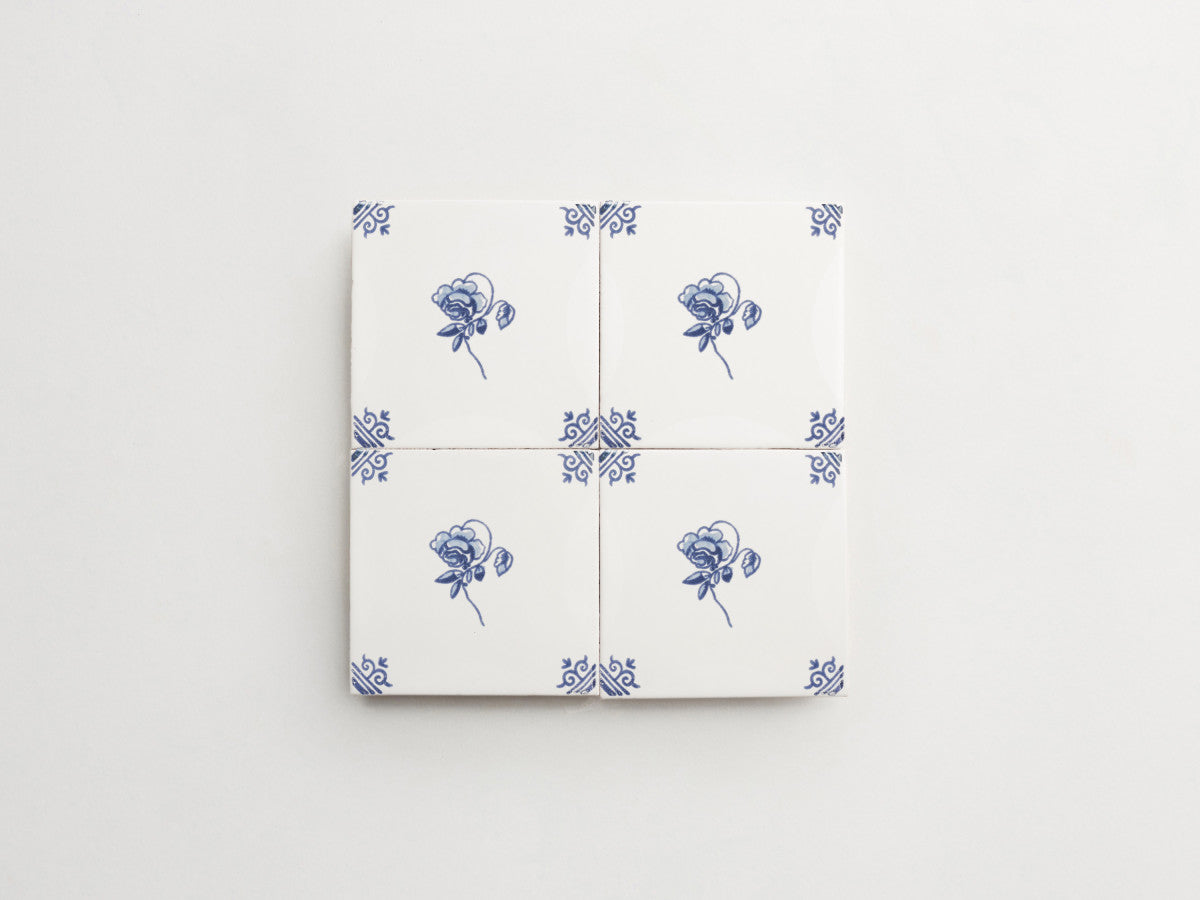 Italian Maiolica 4x4 Tile Floral Corner Deco Style #3.