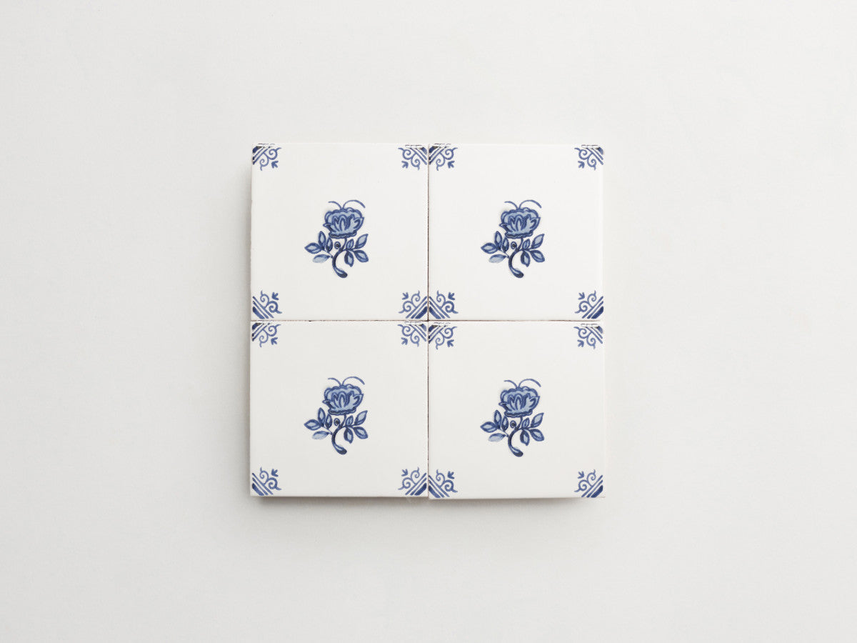 Italian Maiolica 4x4 Tile Floral Corner Deco Style #2.