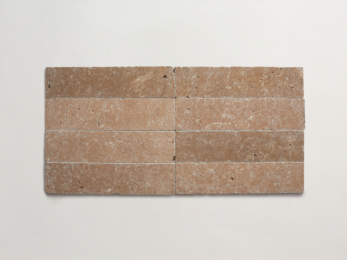 Pantry pavers tumbled travertine 3x12 sand tile.