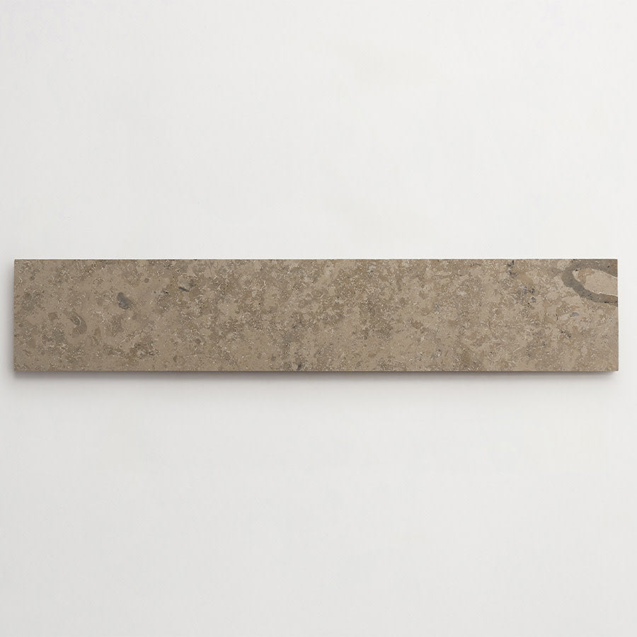 Limestone tile large plank 4x24 Grey honed Chantilly.