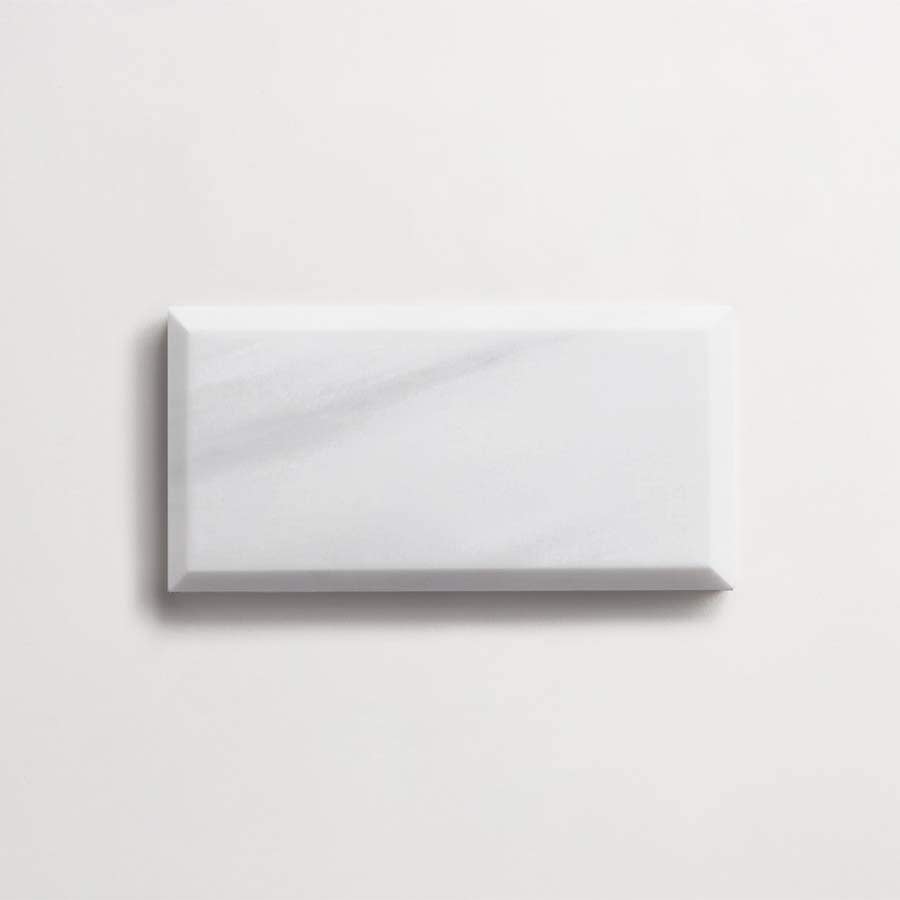 clé lapidary: legacy | beveled subway | honed | white dolomite | sample ~ 3"x6"x⅜"