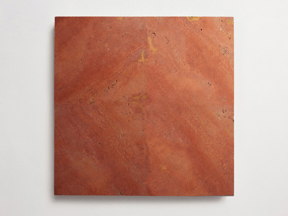 Lapidary stone tile 24 in. square Red Travertine Honed.