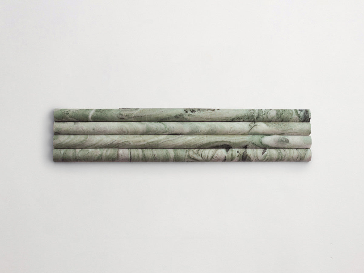 Green marble rounded 3d-tile cabochon grand lapidary.