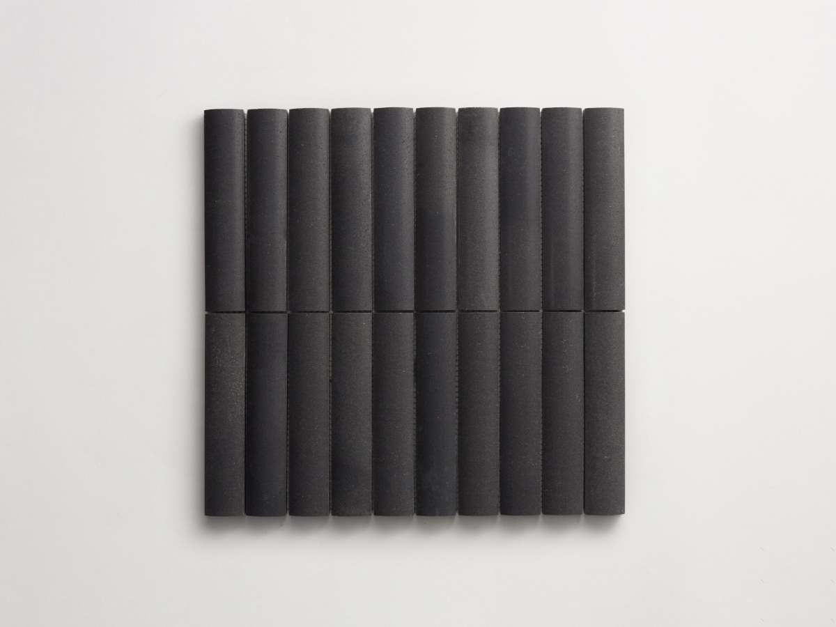 Lapidary mosaic rounded tile sheet warm black 6 x 1.25.