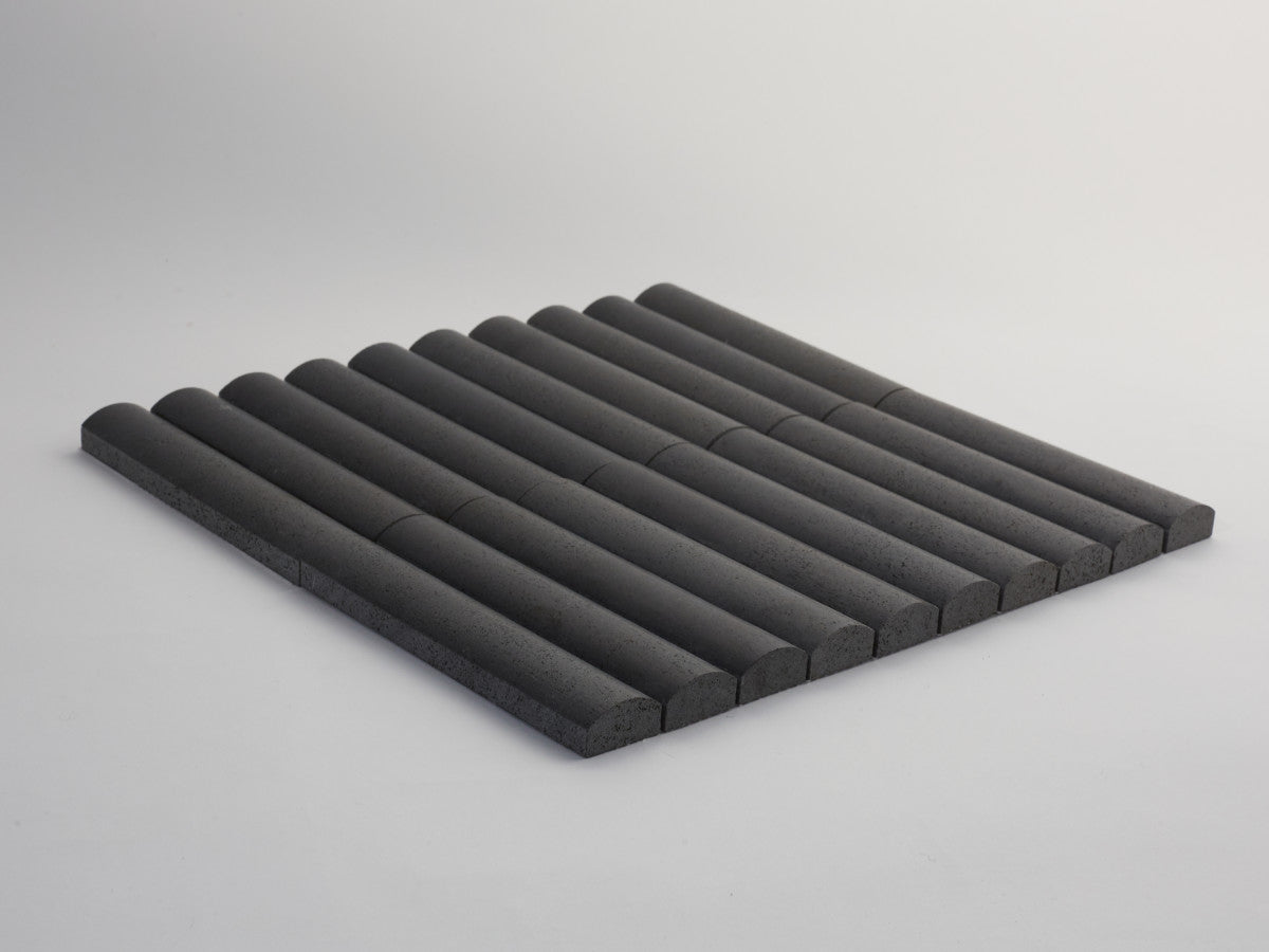 Lapidary mosaic rounded tile sheet warm black 6 x 1.25.