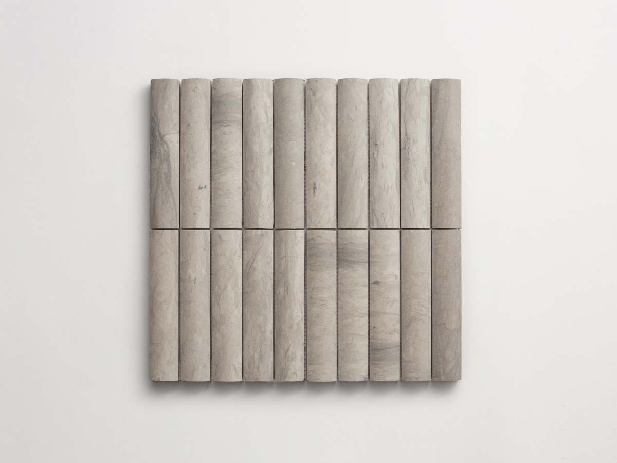 Lapidary mosaic rounded tile sheet alpaca grey 6 x 1.25.