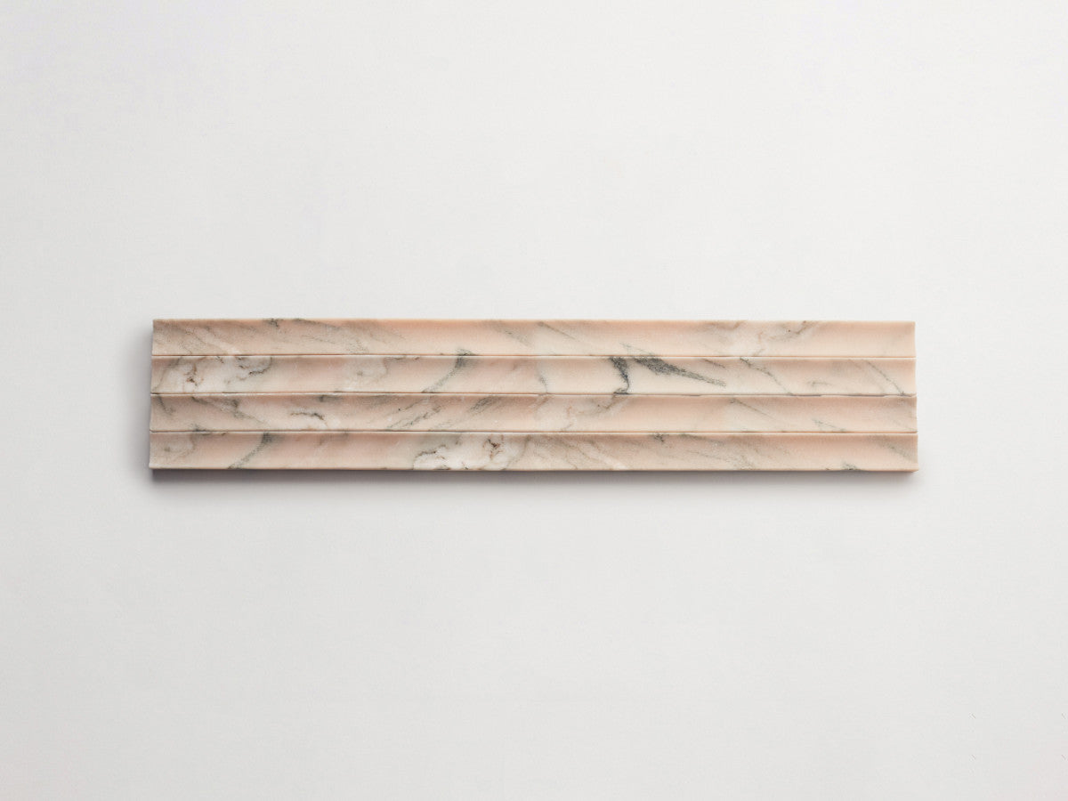 Lapidary fluted tile pink/grey 23.5 x 1.25.