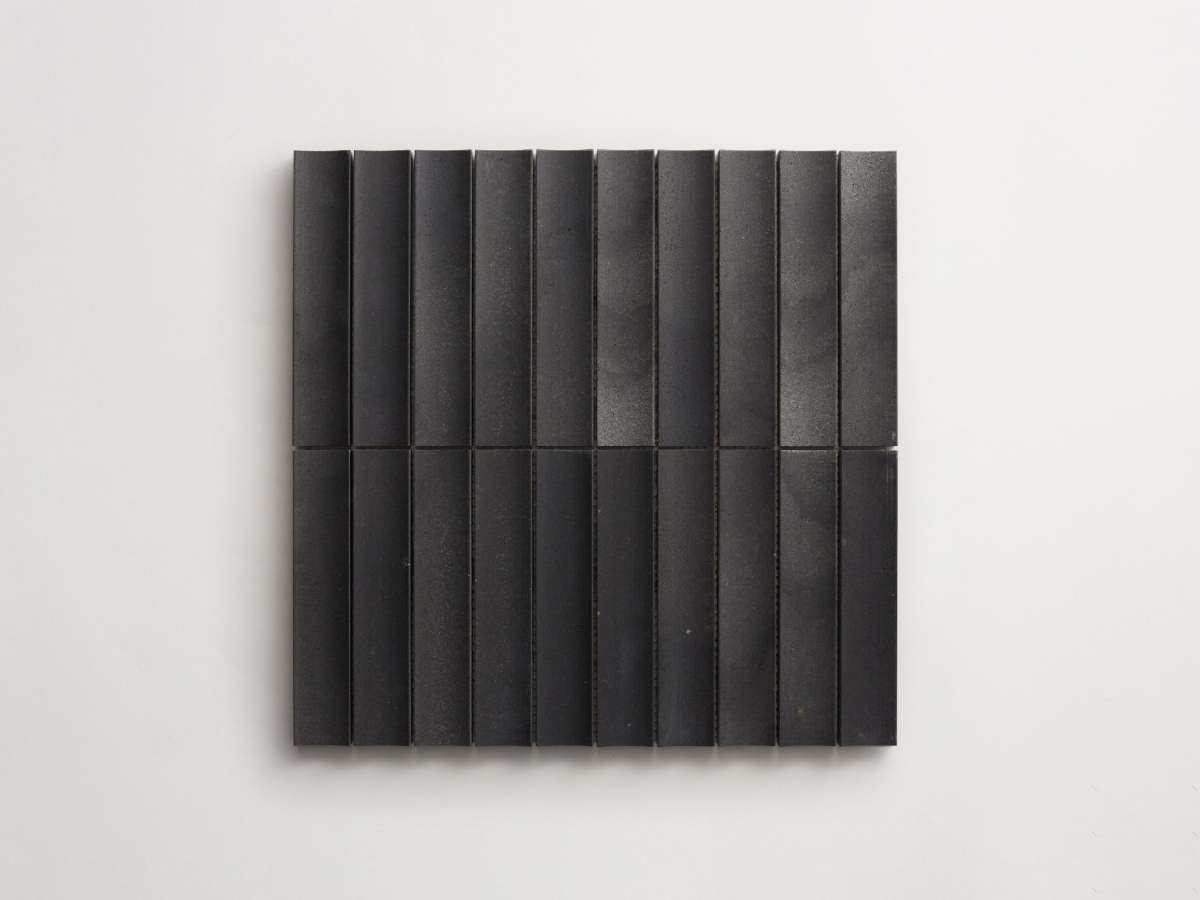 Lapidary mosaic fluted tile sheet warm black 6 x 1.25.