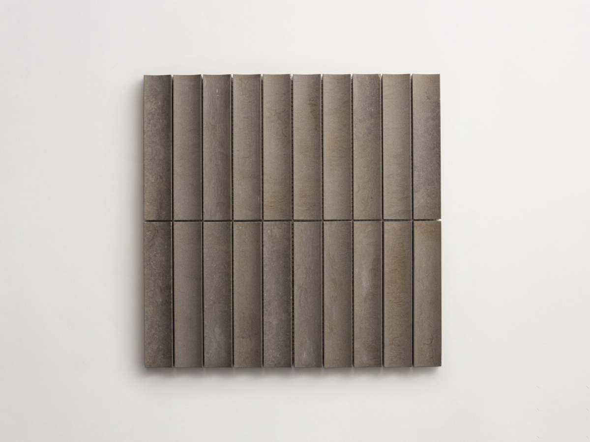 Lapidary mosaic fluted tile sheet cashmere grey 6 x 1.25.