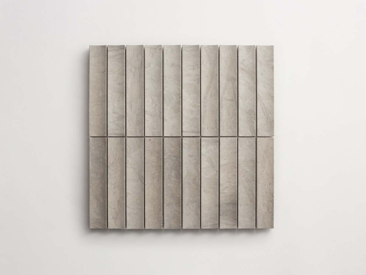 Lapidary mosaic fluted tile sheet alpaca grey 6 x 1.25.
