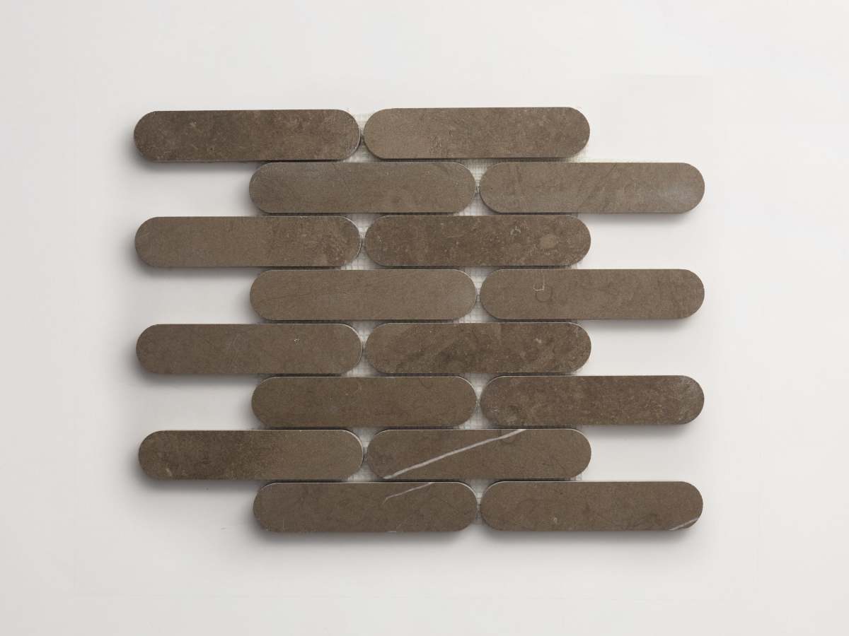 Lapidary oval mosaic tile sheet cashmere grey 6 x 1.375.
