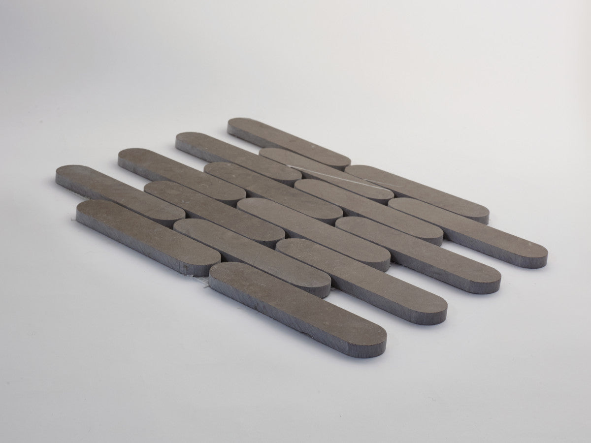 Lapidary oval mosaic tile sheet cashmere grey 6 x 1.375.