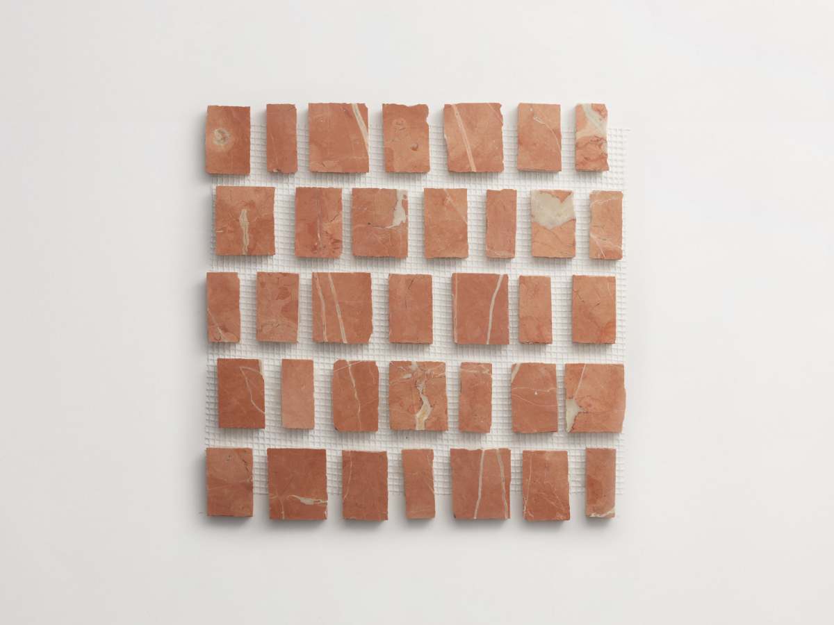 Red marble rojo alicante large grout joint mosaic.