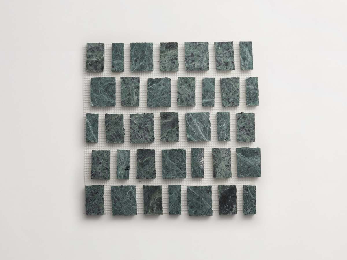 Green marble mosaic tile lapidary large joint tile.
