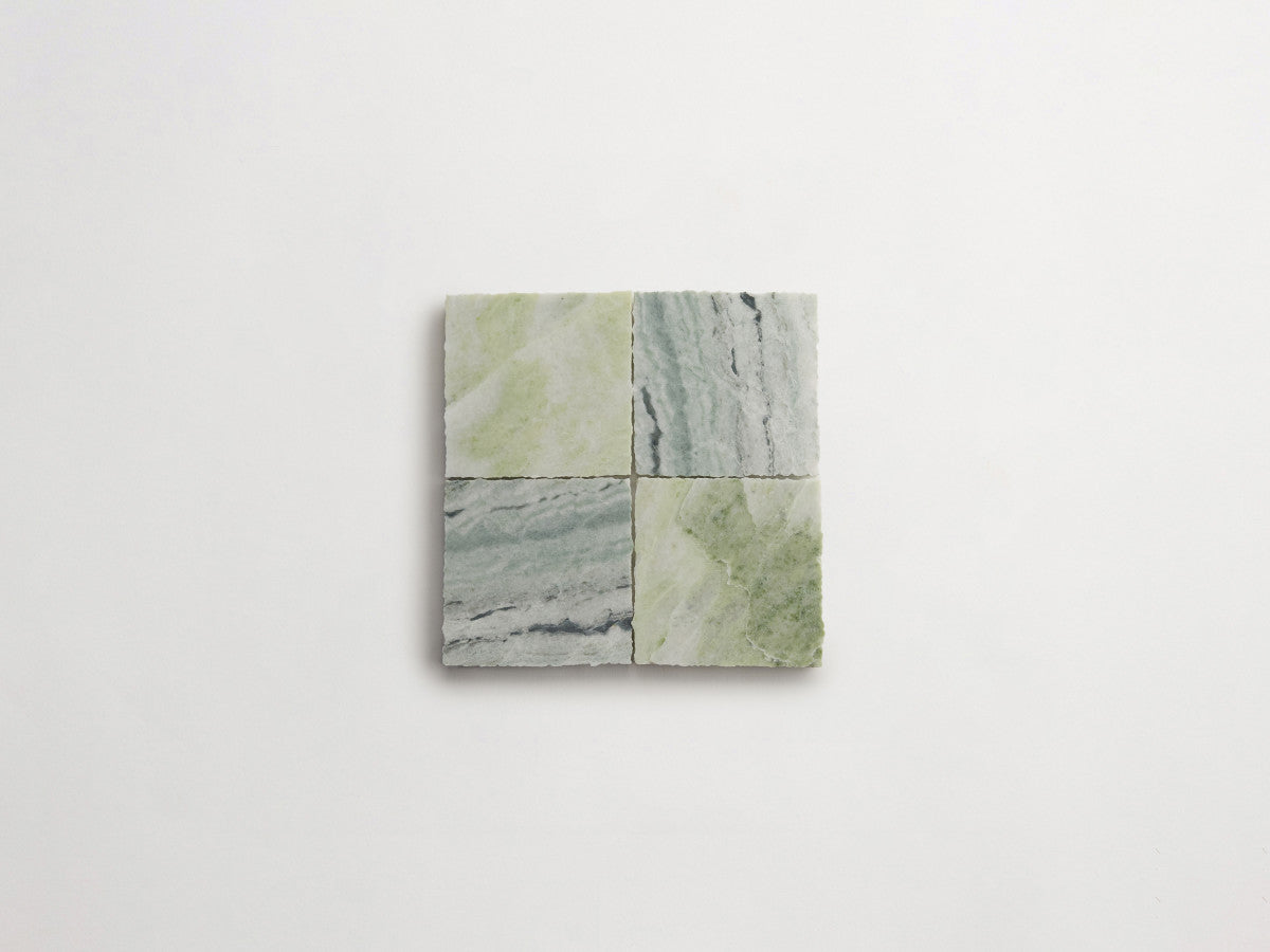Lapidary stone tile 4 in. square Jade Green Honed.