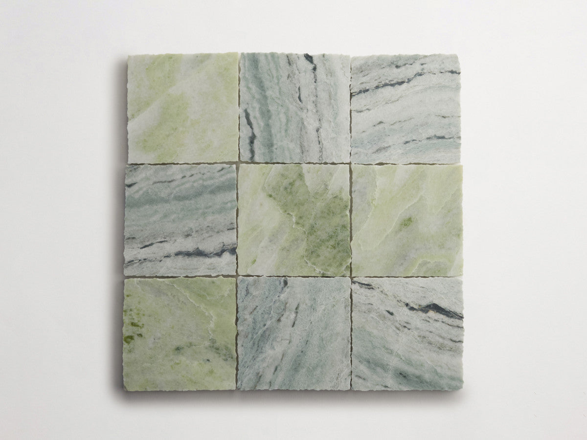 Lapidary stone tile 4 in. square Jade Green Honed.