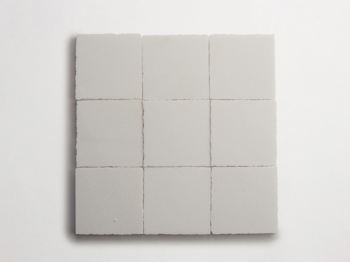 Lapidary stone tile 4 in. square Thassos White Honed.