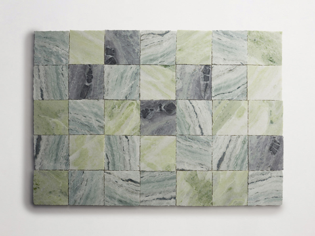 Lapidary stone tile 4 in. square Jade Green Honed.